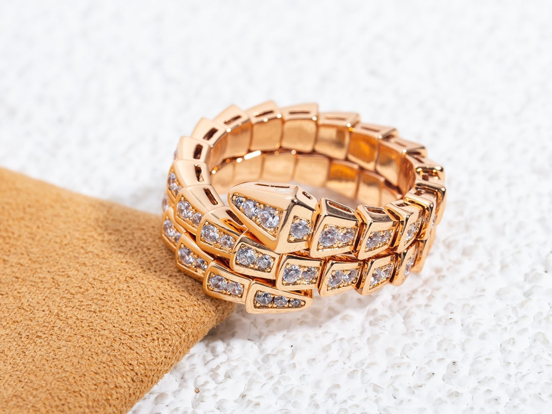 [ECHO ]SERPENTI RING PINK GOLD DIAMOND DOUBLE ROW
