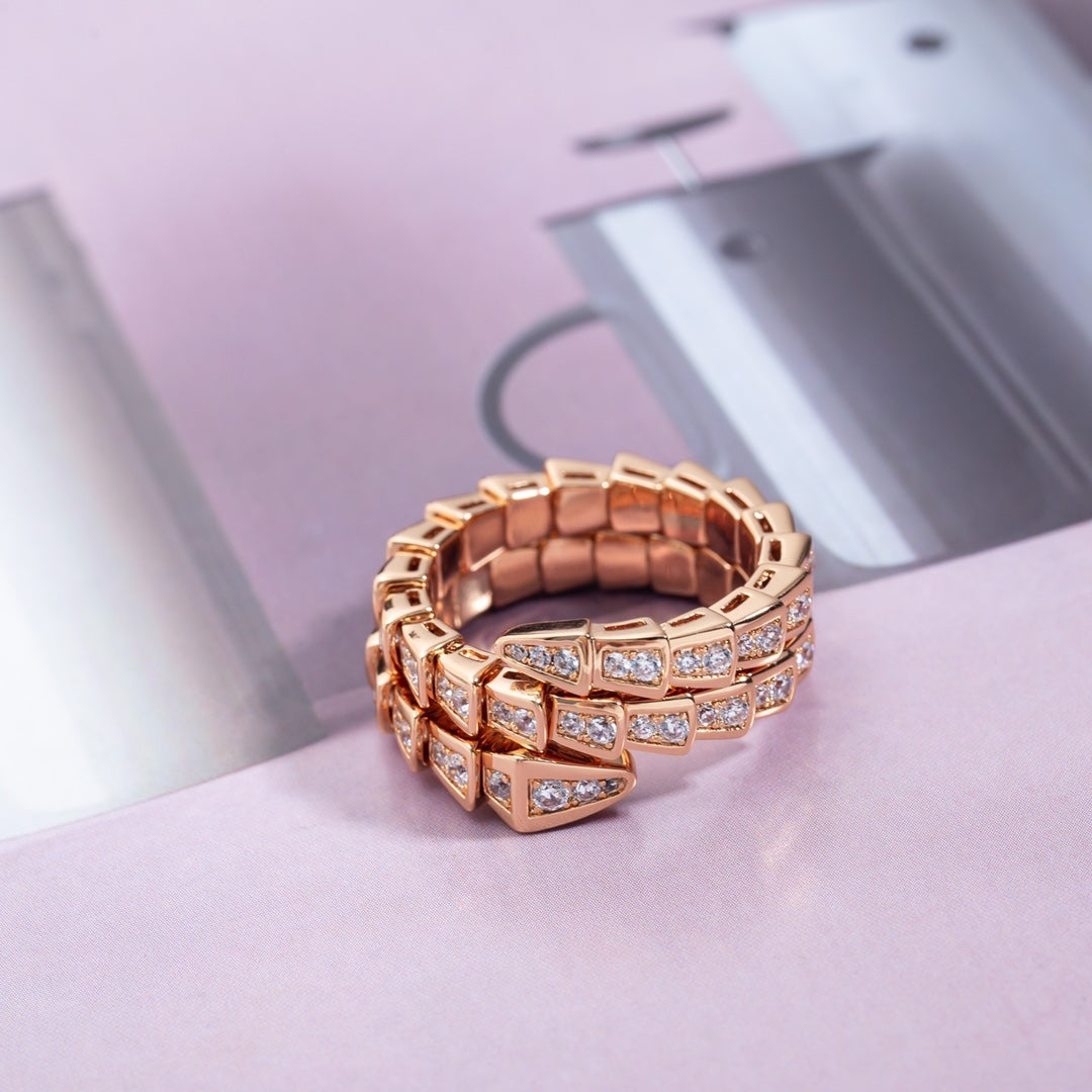 [ECHO ]SERPENTI RING PINK GOLD DIAMOND DOUBLE ROW