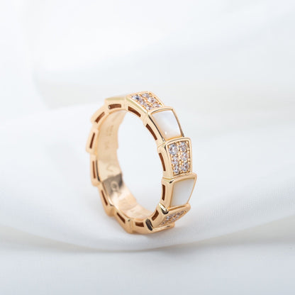 [ECHO ]SERPENTI RING PINK GOLD MOP DIAMOND PAVED 4MM