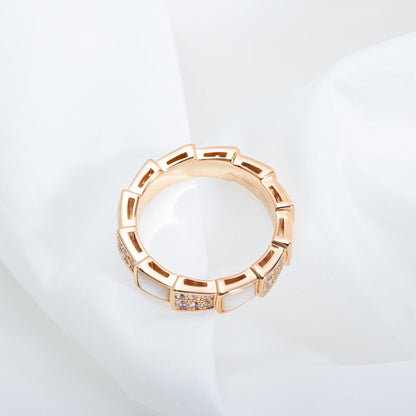 [ECHO ]SERPENTI RING PINK GOLD MOP DIAMOND PAVED 4MM
