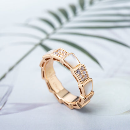 [ECHO ]SERPENTI RING PINK GOLD MOP DIAMOND PAVED 4MM