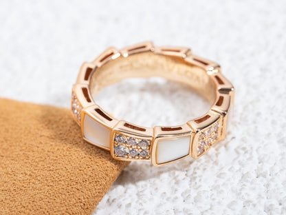[ECHO ]SERPENTI RING PINK GOLD MOP DIAMOND PAVED 4MM