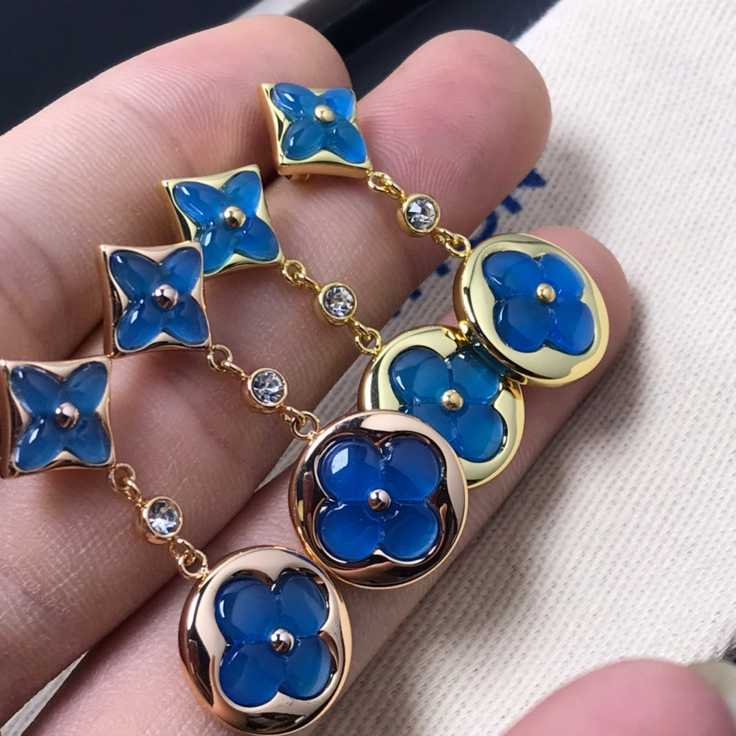 [ECHO ]STAR AND SUN AGATE DIAMOND EARRINGS