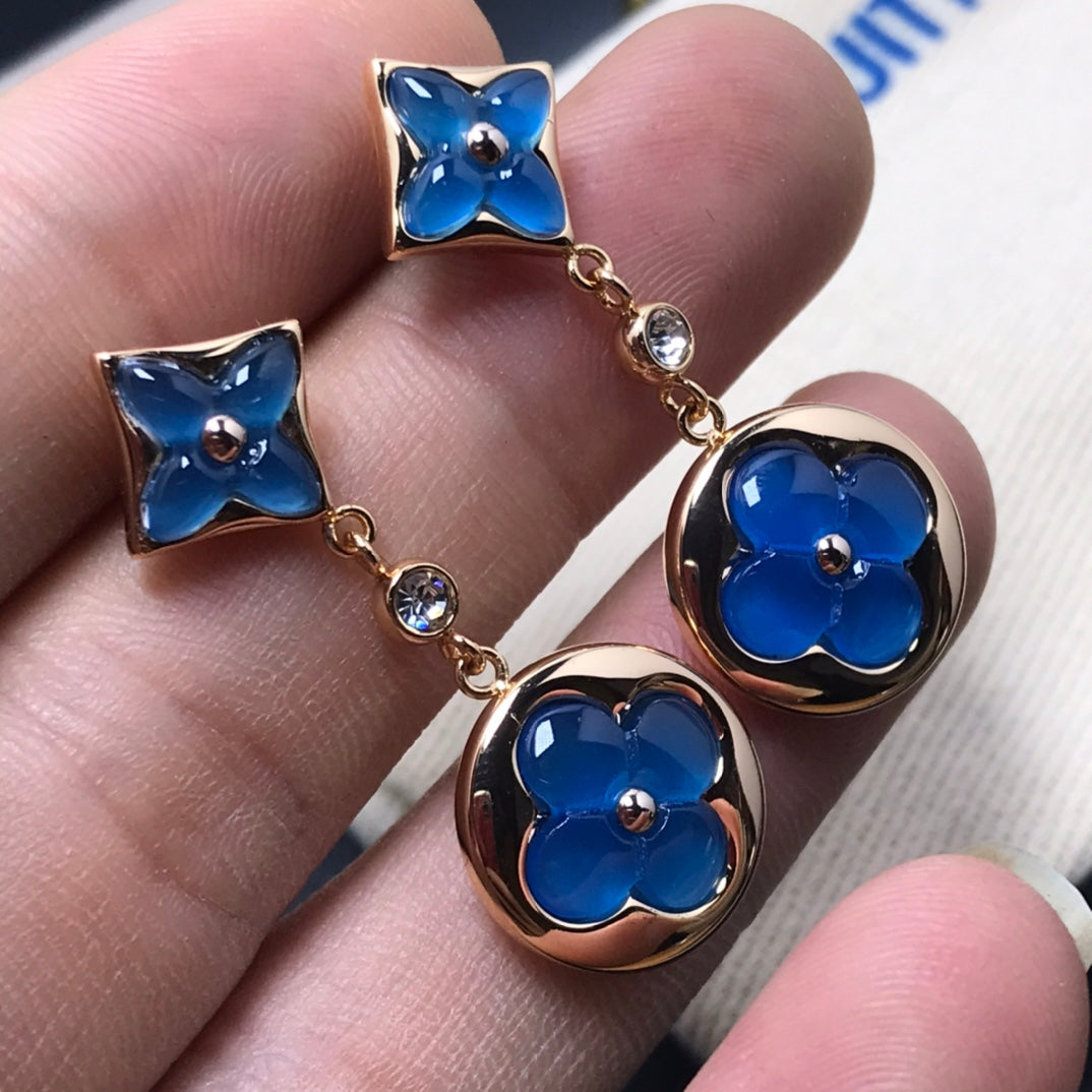 [ECHO ]STAR AND SUN AGATE DIAMOND EARRINGS