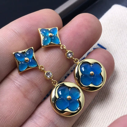 [ECHO ]STAR AND SUN AGATE DIAMOND EARRINGS