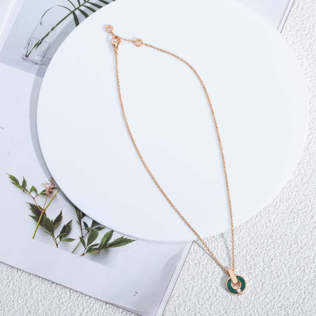 [ECHO ]GARI NECKLACE PINK GOLD MALACHITE