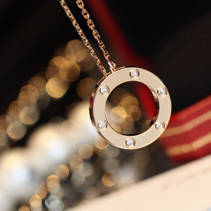 [ECHO ]LOVE NECKLACE 16MM 6 DIAMONDS PINK GOLD