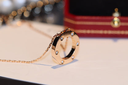 [ECHO ]LOVE NECKLACE 16MM 6 DIAMONDS PINK GOLD