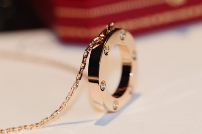 [ECHO ]LOVE NECKLACE 16MM 6 DIAMONDS PINK GOLD