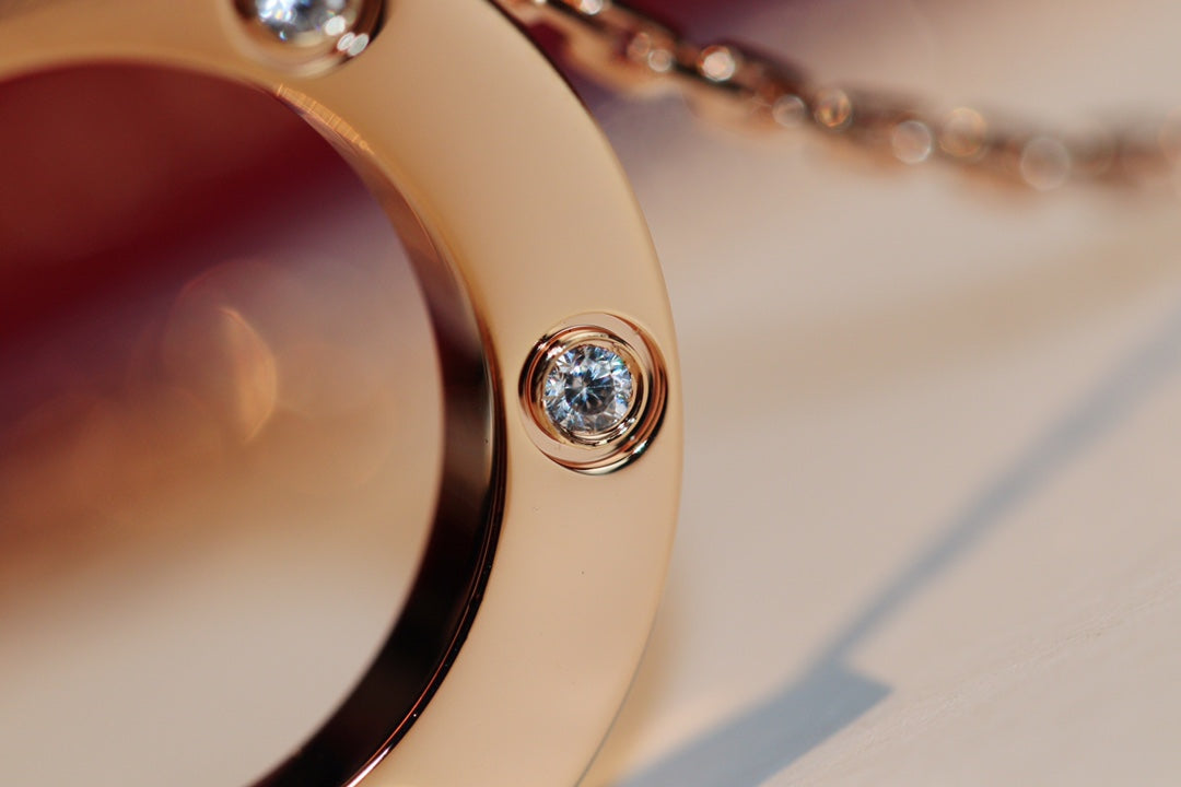 [ECHO ]LOVE NECKLACE 16MM 6 DIAMONDS PINK GOLD