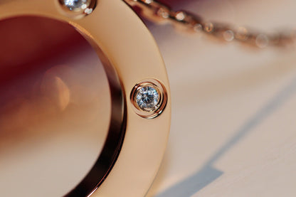 [ECHO ]LOVE NECKLACE 16MM 6 DIAMONDS PINK GOLD
