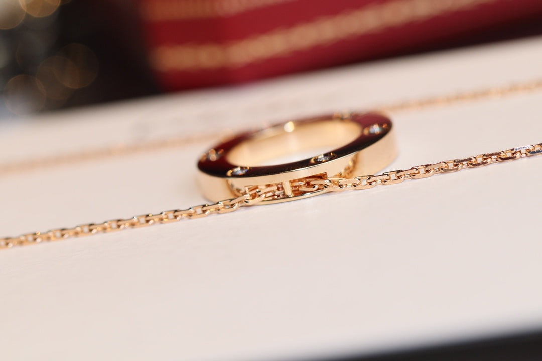 [ECHO ]LOVE NECKLACE 16MM 6 DIAMONDS PINK GOLD
