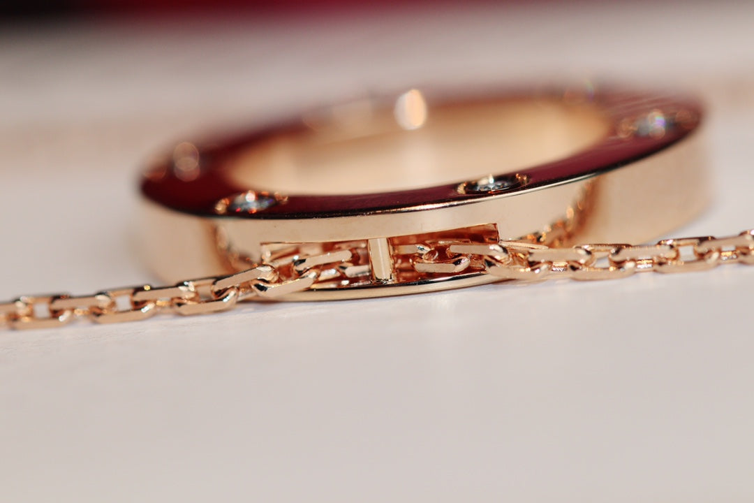 [ECHO ]LOVE NECKLACE 16MM 6 DIAMONDS PINK GOLD