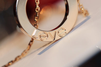 [ECHO ]LOVE NECKLACE 16MM 6 DIAMONDS PINK GOLD