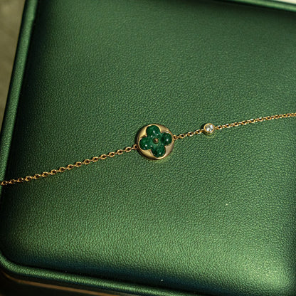 [ECHO ]SUN MALACHITE 1 DIAMOND PINK GOLD BRACELET