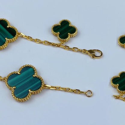 [ECHO ]MAGIC CLOVER MALACHITE GOLD BRACELET 5 MOTIFS