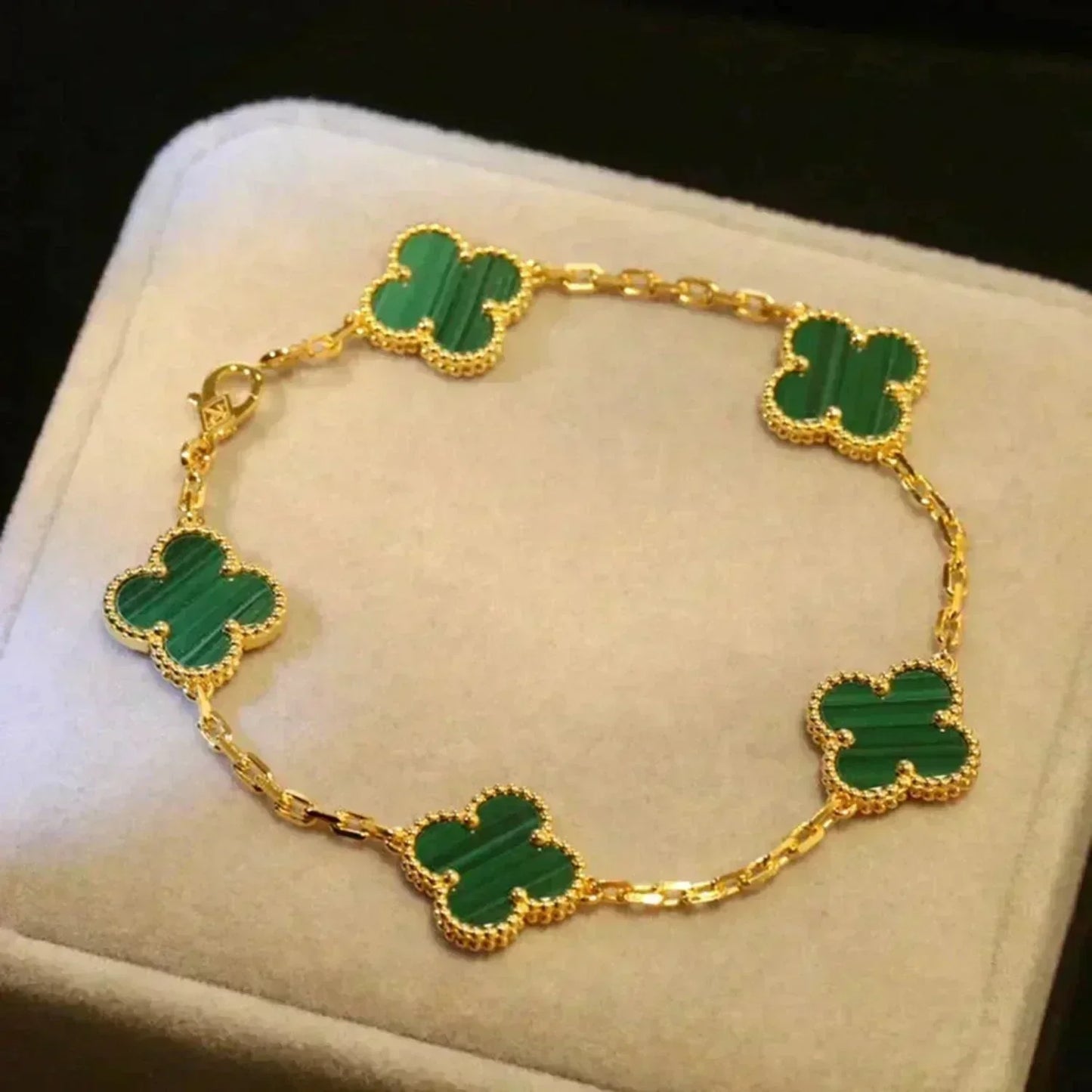 [ECHO ]CLOVER 5 MOTIFS MALACHITE BRACELET