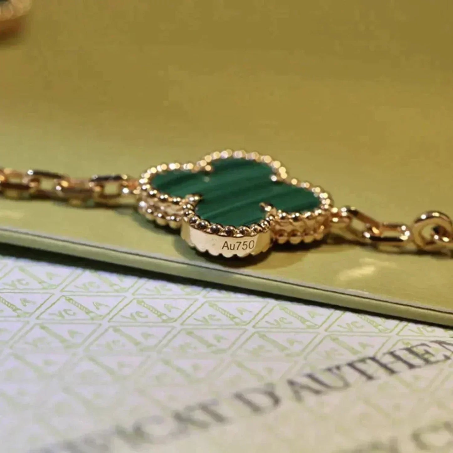 [ECHO ]CLOVER 5 MOTIFS MALACHITE BRACELET