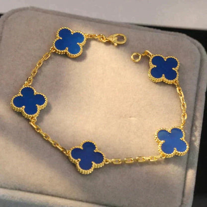 [ECHO ]CLOVER 5 MOTIFS BLUE AGATE BRACELET