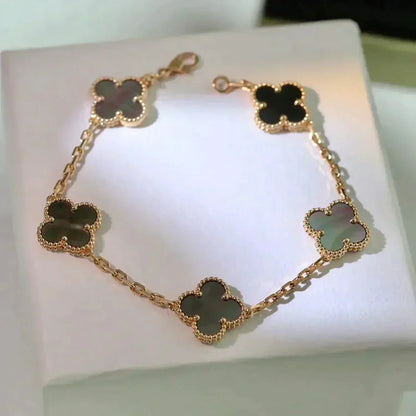 [ECHO ]CLOVER 5 MOTIF GRAY MOP  BRACELET