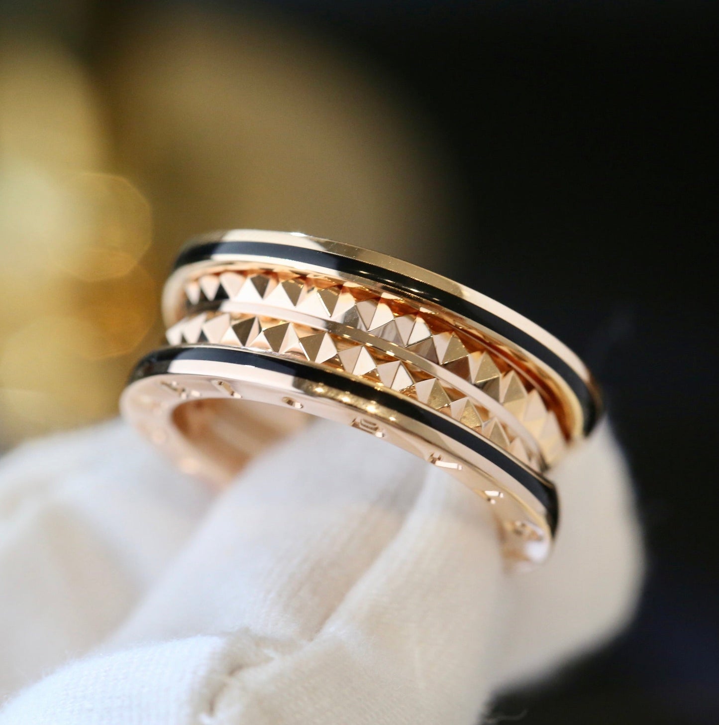 [ECHO ]ZERO 1 PINK GOLD BLACK CERAMIC RING