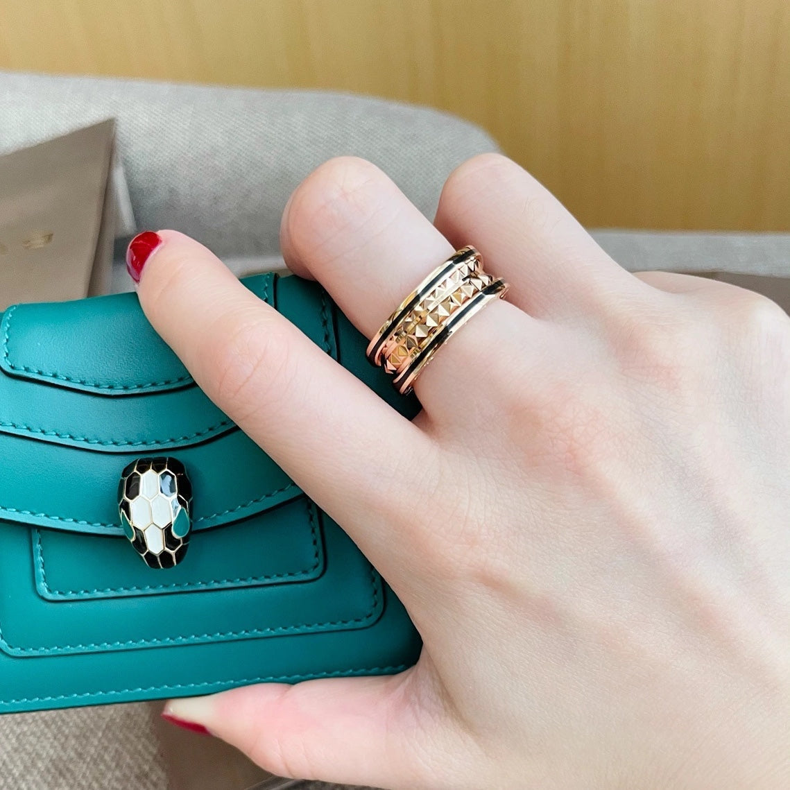 [ECHO ]ZERO 1 PINK GOLD BLACK CERAMIC RING