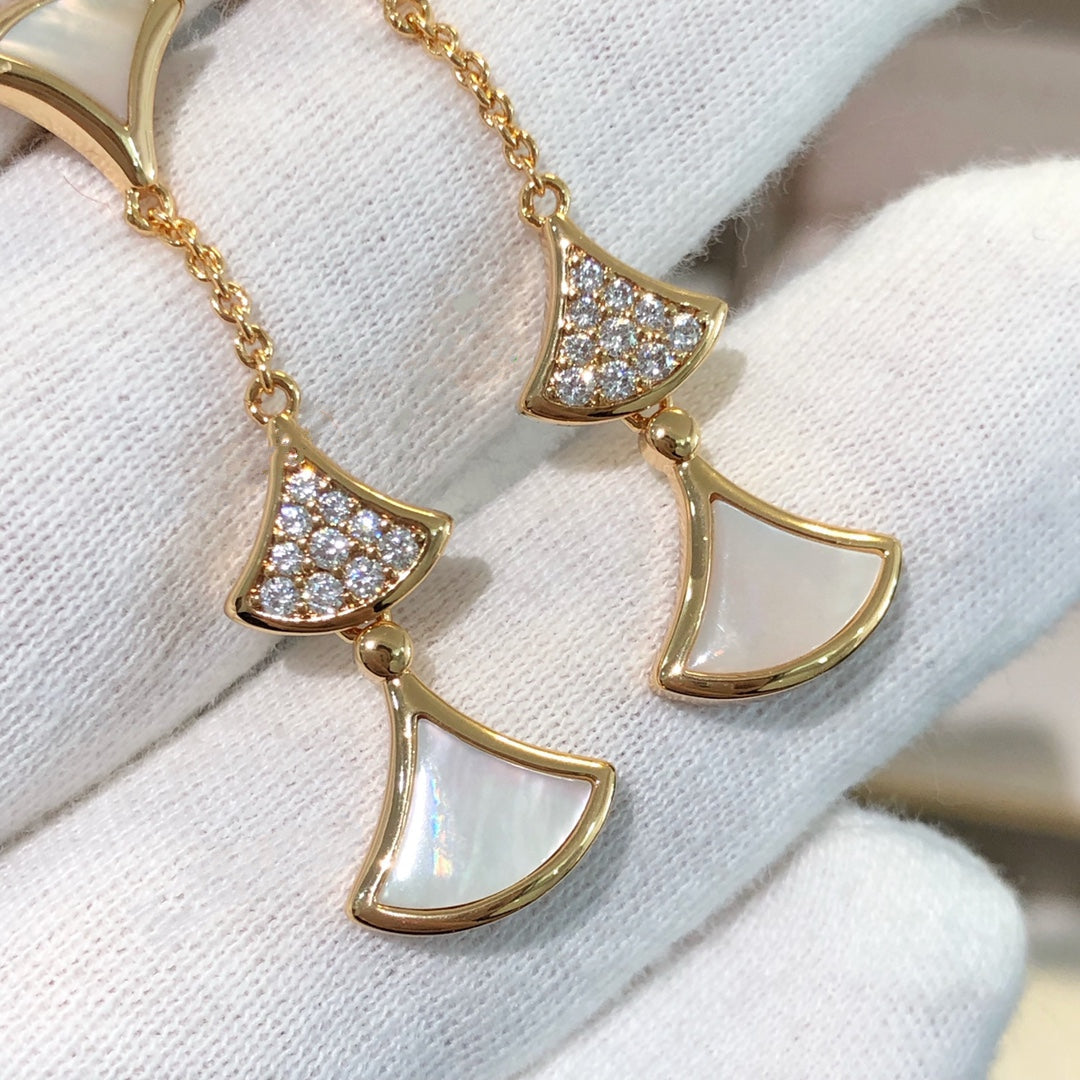 [ECHO ]DREAM EARRINGS 3 MOTIFS DIAMOND MOP PINK GOLD
