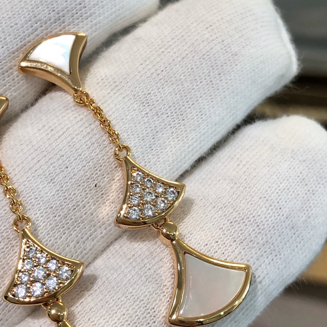 [ECHO ]DREAM EARRINGS 3 MOTIFS DIAMOND MOP PINK GOLD