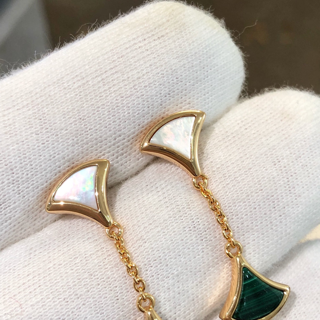 [ECHO ]DREAM EARRINGS 3 MOTIFS MALACHITE MOP PINK GOLD