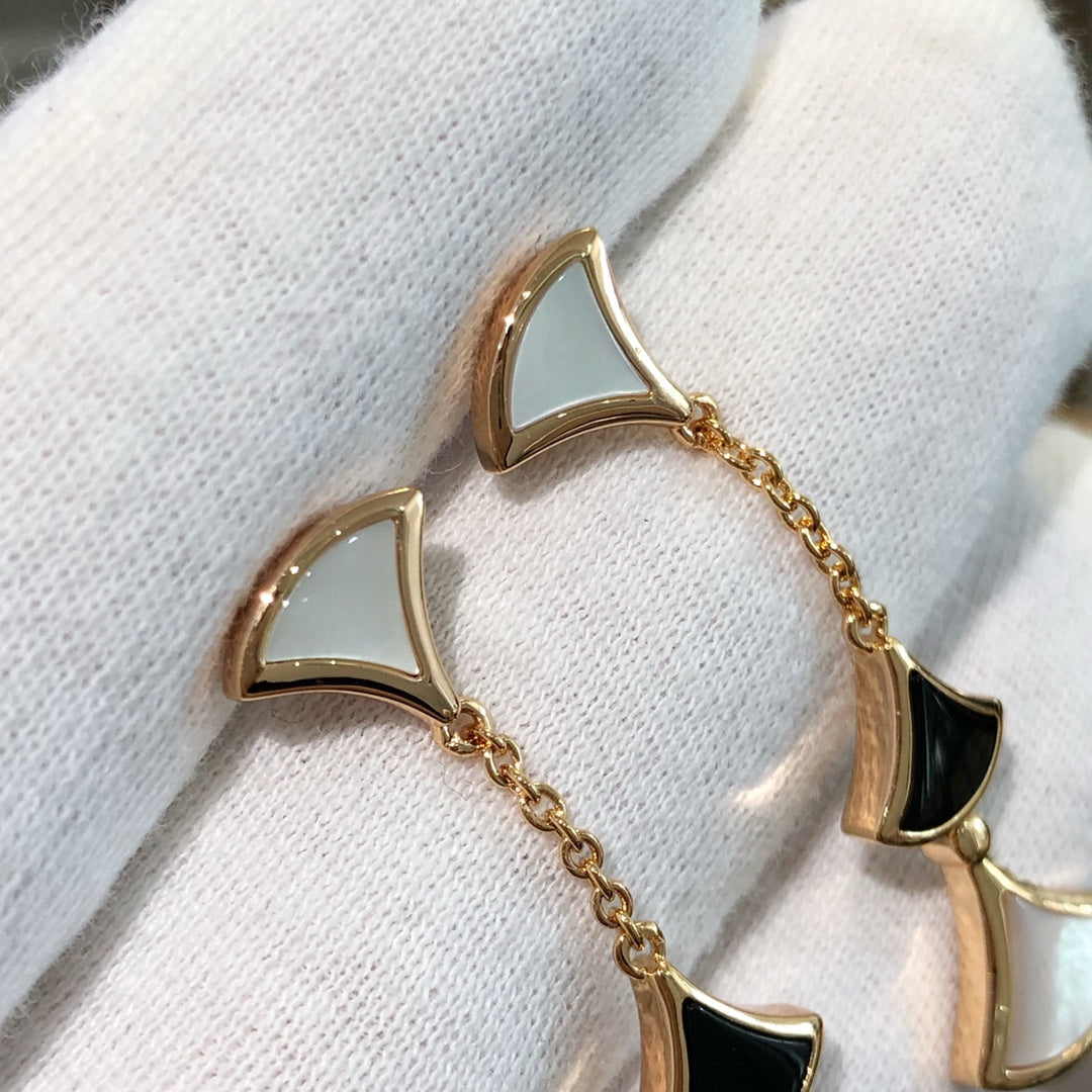 [ECHO ]DREAM EARRINGS 3 MOTIFS ONYX MOP PINK GOLD