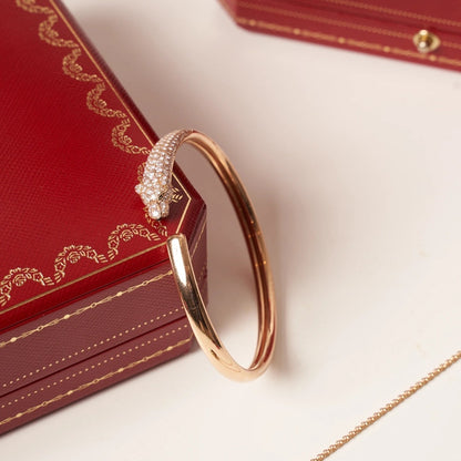 [ECHO ]PANTHERE ROSE GOLD DIAMOND OPEN BRACELET