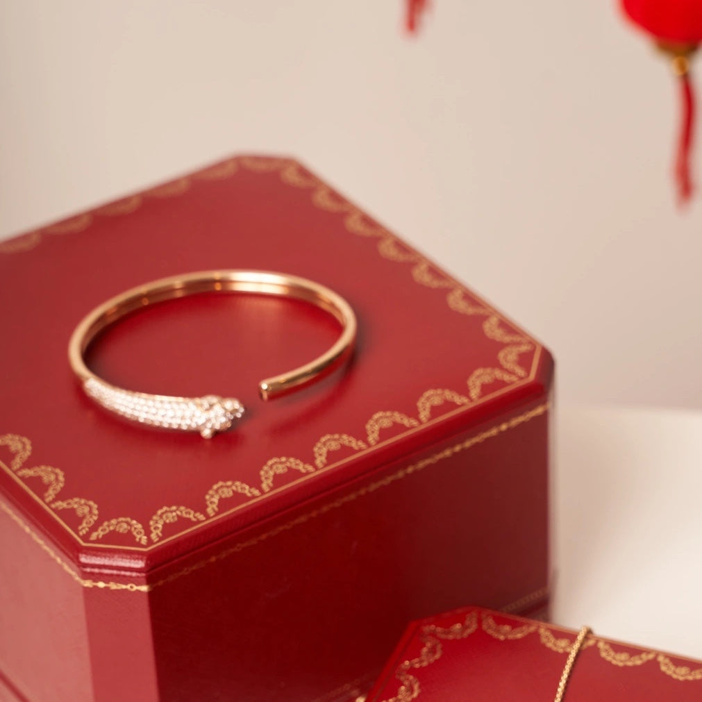 [ECHO ]PANTHERE ROSE GOLD DIAMOND OPEN BRACELET
