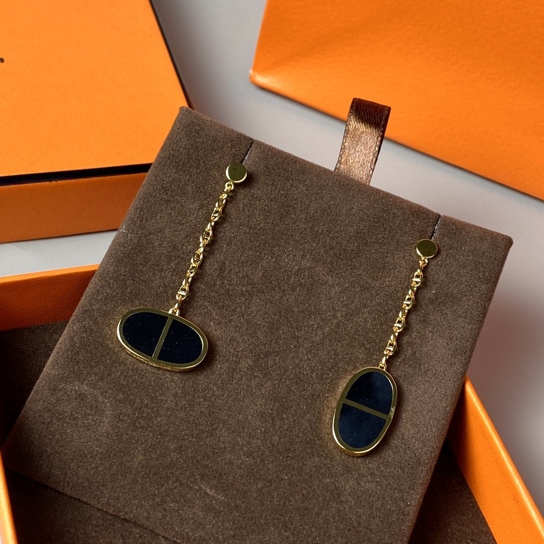 [ECHO ]CHAINE VERSO BLACK CERAMIC EARRINGS
