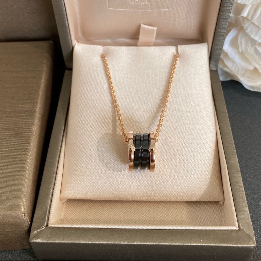 [ECHO ]ZERO 1 BLACK CERAMIC PINK GOLD NECKLACE