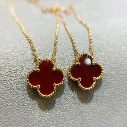 [ECHO ]CLOVER 15MM CARNELIAN SINGLE FLOWER NECKLACE