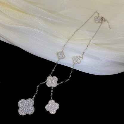 [ECHO ]CLOVER 5 MOTIFS SILVER DIAMONDS NECKLACE