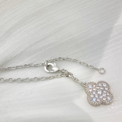 [ECHO ]CLOVER 5 MOTIFS SILVER DIAMONDS NECKLACE