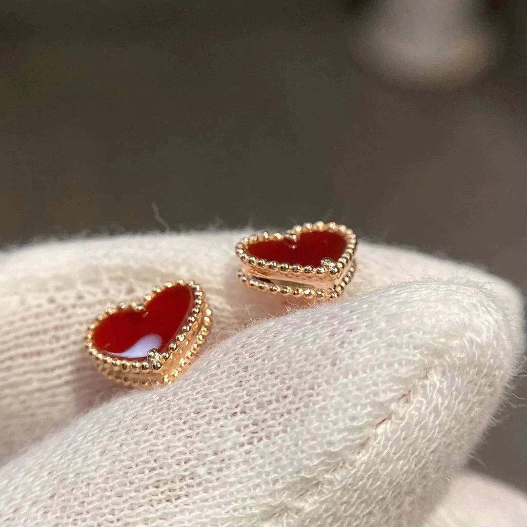 [ECHO ]HEART CARNELIAN STUD EARRINGS