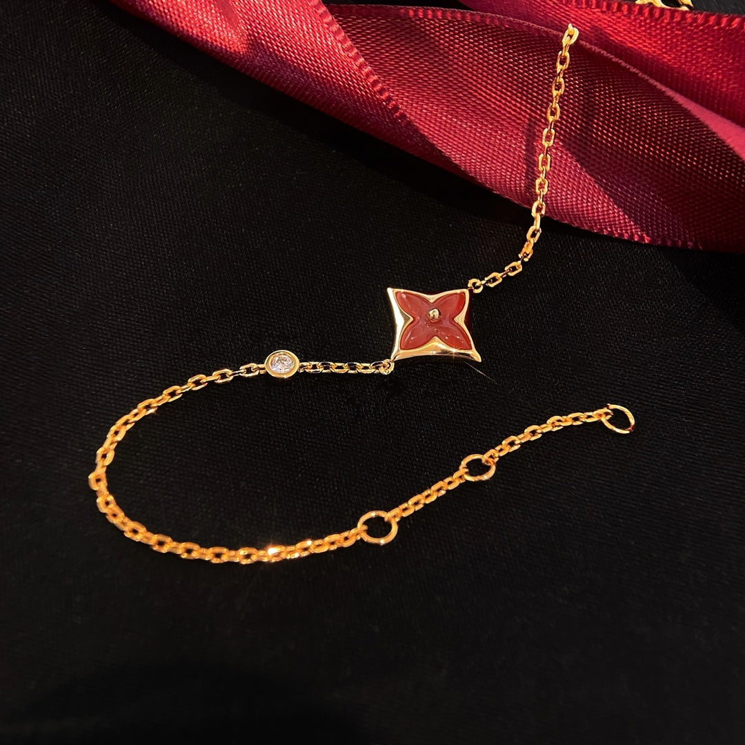 [ECHO ]COLOR STAR CARNELIAN PINK GOLD DIAMOND BRACELET