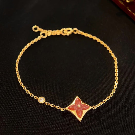[ECHO ]COLOR STAR CARNELIAN PINK GOLD DIAMOND BRACELET