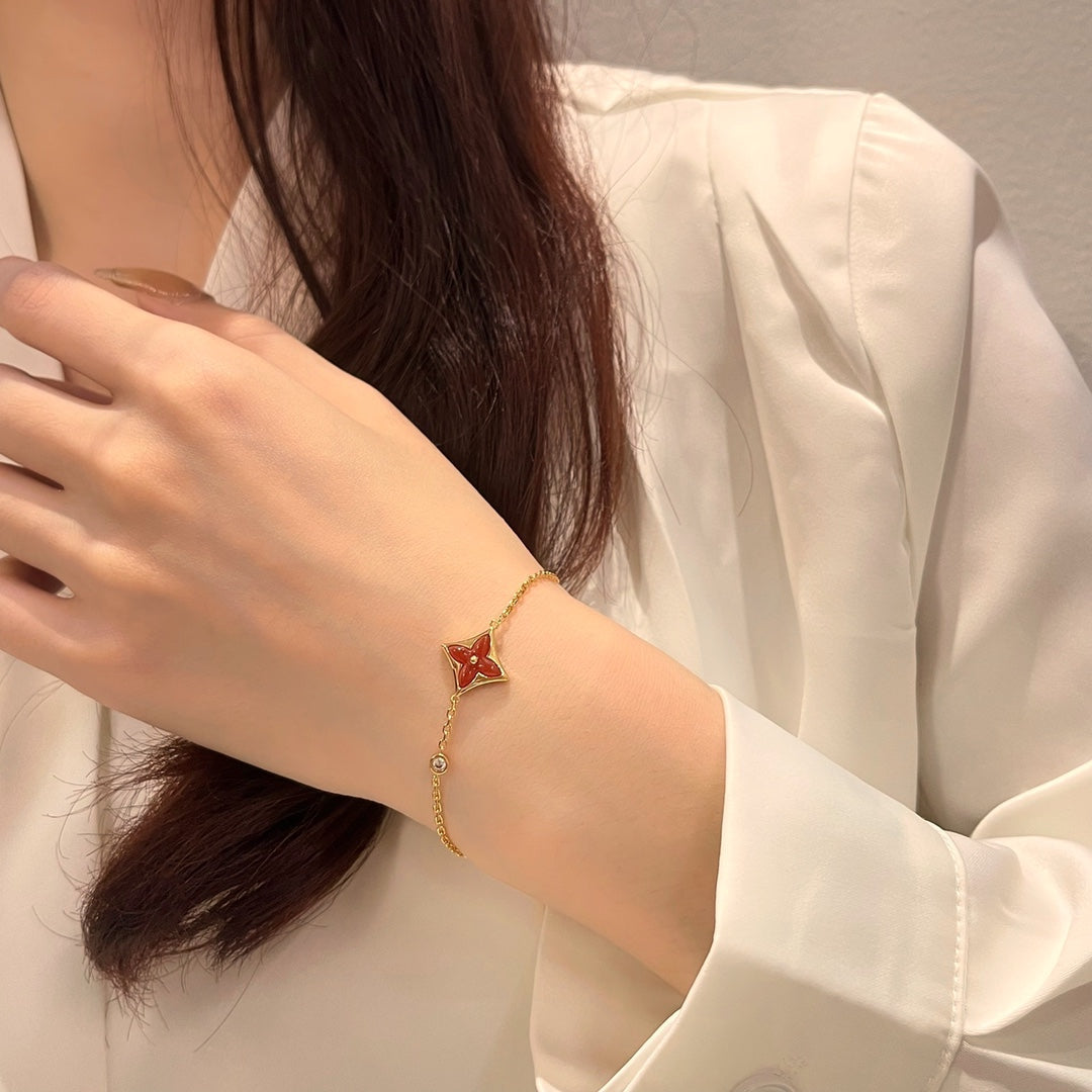 [ECHO ]COLOR STAR CARNELIAN PINK GOLD DIAMOND BRACELET