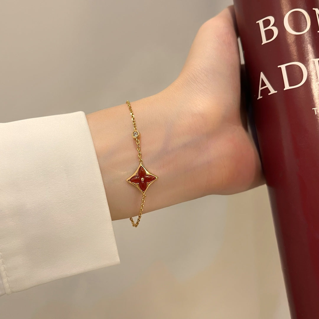 [ECHO ]COLOR STAR CARNELIAN PINK GOLD DIAMOND BRACELET