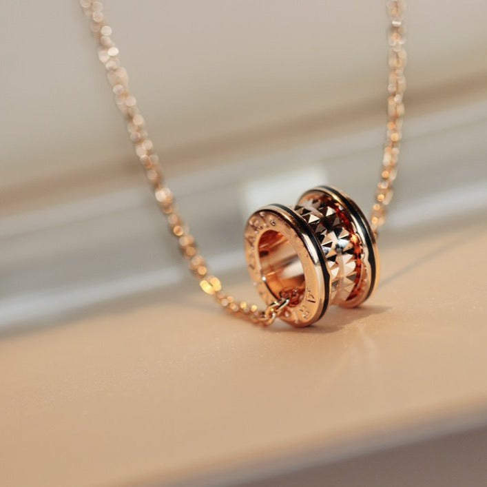 [ECHO ]ZERO 1 ROCK PEDANT PINK GOLD BLACK NECKLACE