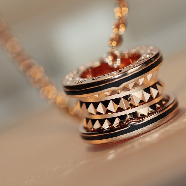 [ECHO ]ZERO 1 ROCK PEDANT PINK GOLD BLACK NECKLACE