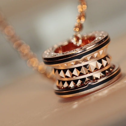 [ECHO ]ZERO 1 ROCK PEDANT PINK GOLD BLACK NECKLACE