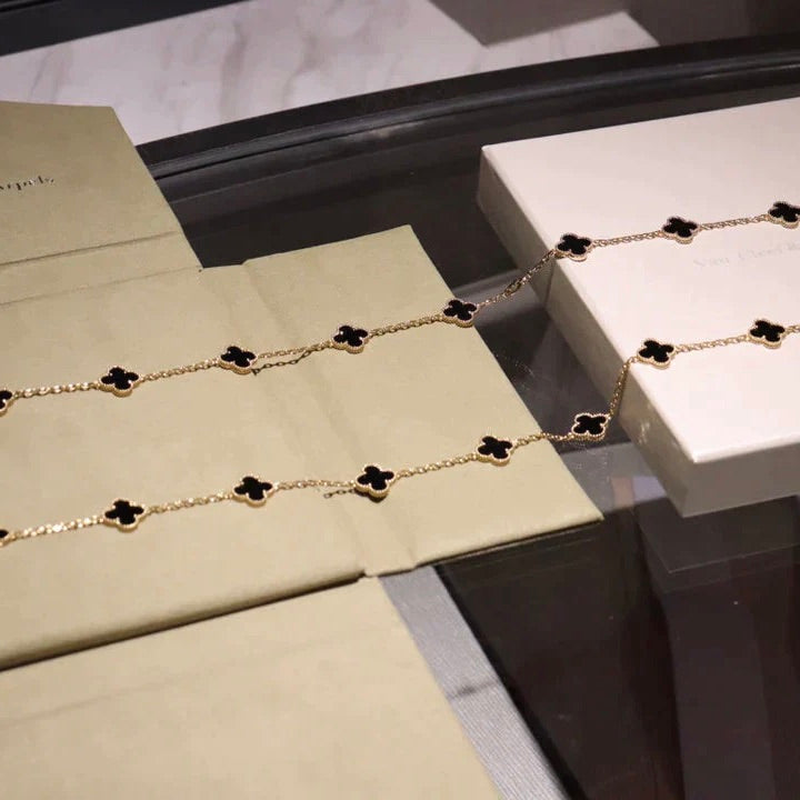 [ECHO ]CLOVER 20 MOTIFS ONYX NECKLACE