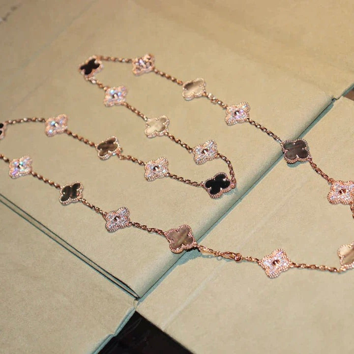 [ECHO ]CLOVER 20 MOTIFS DARK MOP DIAMOND  NECKLACE