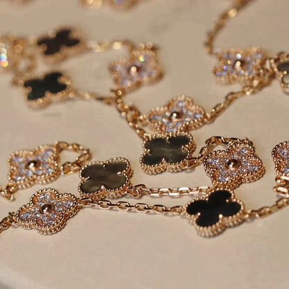 [ECHO ]CLOVER 20 MOTIFS DARK MOP DIAMOND  NECKLACE