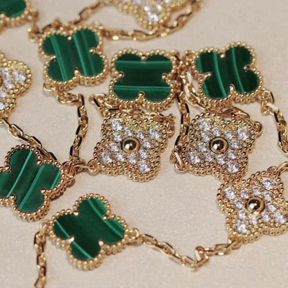 [ECHO ]CLOVER 20 MOTIFS MALACHITE DIAMOND NECKLACE