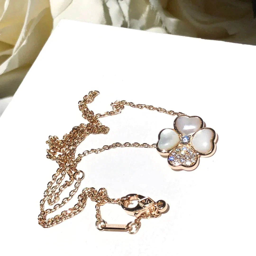 [ECHO ]CLOVER MOP DIAMOND ROSE GOLD NECKLACE